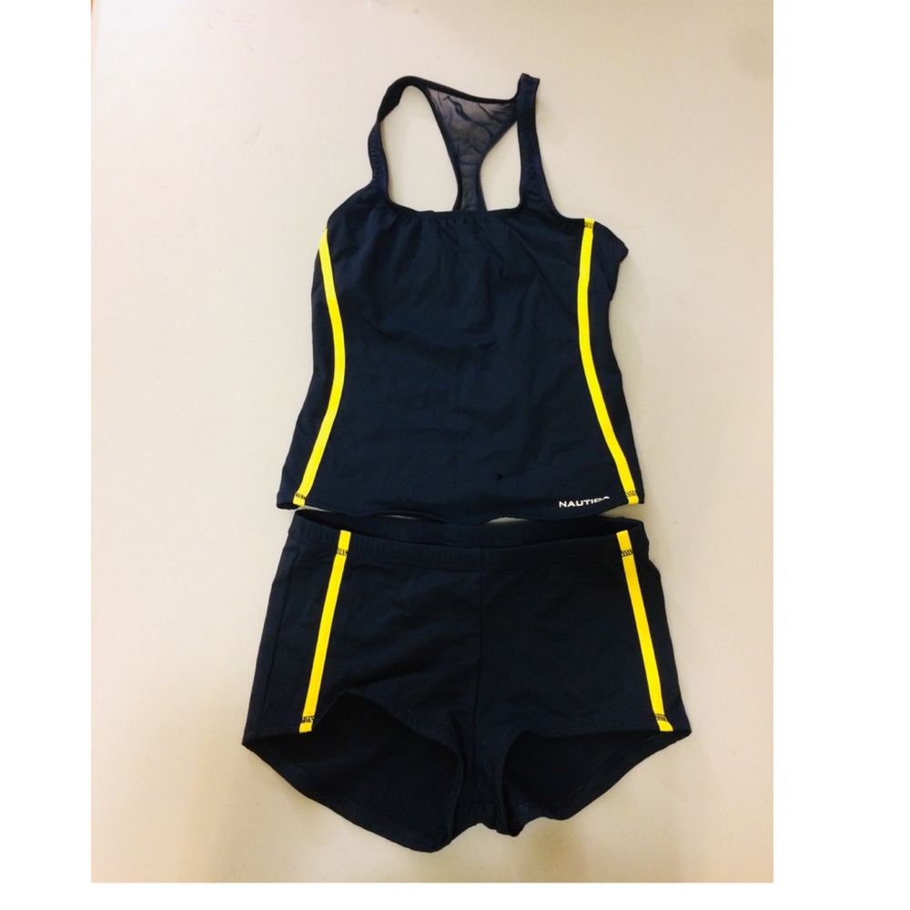 Nautica 2 pieces Navy and yellow sport swimsuit